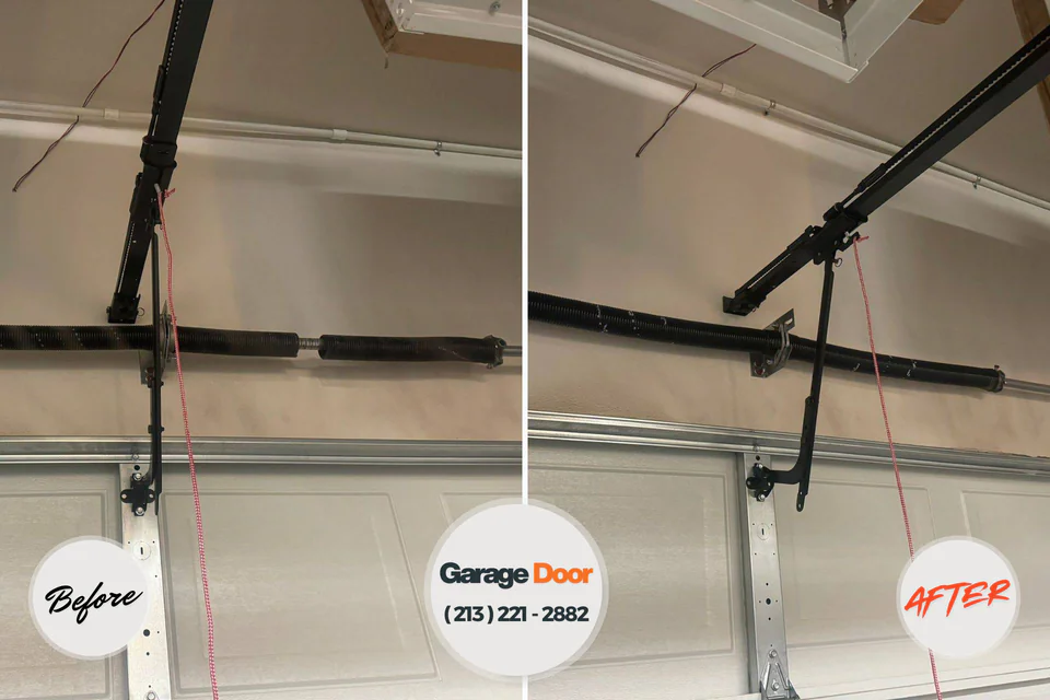 Before and after: garage door repair Shenandoah, TX